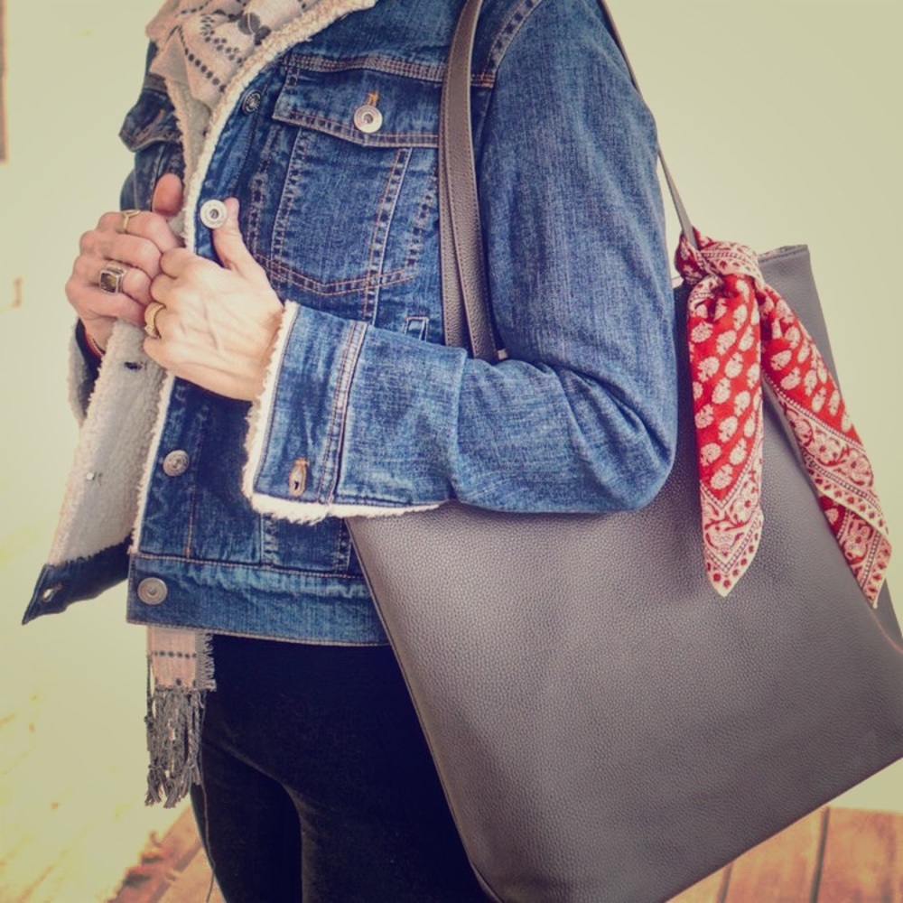 31  all around town in charcoal vegan leather